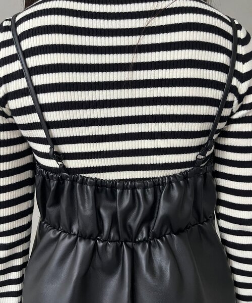 prose verse（プロズヴェール）の「フロントシャーリングペプラムレザービスチェ（キャミソール・レディース・ブラック・LARGE/MEDIUM）」の9枚目の写真