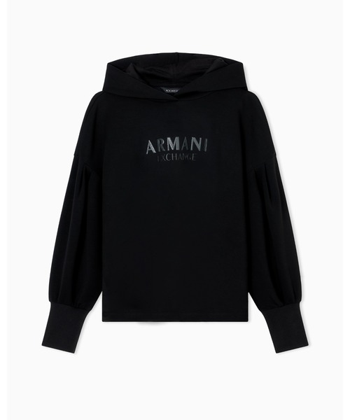 ARMANI EXCHANGE(アルマーニエクスチェンジ)の「【A|X アルマーニ エクスチェンジ】AXロゴ リブポイント フーデッドスウェットプルオーバー(スウェット・レディース・ブラック/ダークグリーン・LARGE/MEDIUM/SMALL/X-LARGE/X-SMALL)」の5枚目の写真