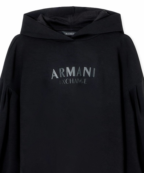 ARMANI EXCHANGE(アルマーニエクスチェンジ)の「【A|X アルマーニ エクスチェンジ】AXロゴ リブポイント フーデッドスウェットプルオーバー(スウェット・レディース・ブラック/ダークグリーン・LARGE/MEDIUM/SMALL/X-LARGE/X-SMALL)」の6枚目の写真