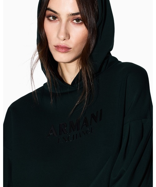 ARMANI EXCHANGE(アルマーニエクスチェンジ)の「【A|X アルマーニ エクスチェンジ】AXロゴ リブポイント フーデッドスウェットプルオーバー(スウェット・レディース・ブラック/ダークグリーン・LARGE/MEDIUM/SMALL/X-LARGE/X-SMALL)」の12枚目の写真