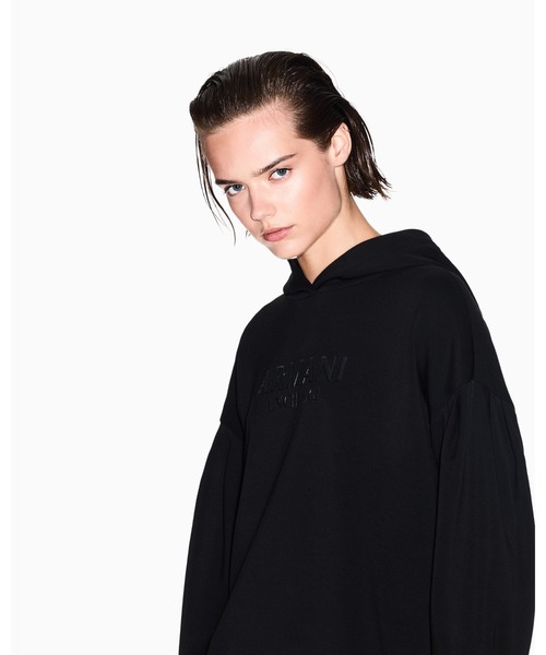 ARMANI EXCHANGE(アルマーニエクスチェンジ)の「【A|X アルマーニ エクスチェンジ】AXロゴ リブポイント フーデッドスウェットプルオーバー(スウェット・レディース・ブラック/ダークグリーン・LARGE/MEDIUM/SMALL/X-LARGE/X-SMALL)」の11枚目の写真