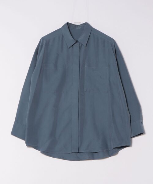 STRAWBERRY-FIELDS(ストロベリーフィールズ)の「パウダーポプリン_パウダータッチシャツ(シャツ/ブラウス・レディース・グレイッシュブルー/ベージュ/モカ・2)」の14枚目の写真