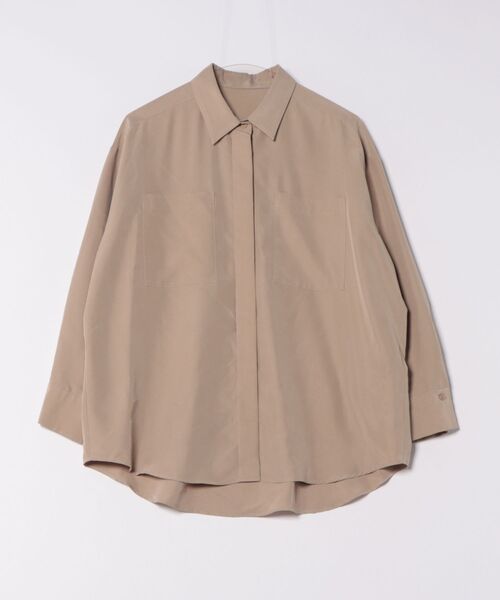 STRAWBERRY-FIELDS(ストロベリーフィールズ)の「パウダーポプリン_パウダータッチシャツ(シャツ/ブラウス・レディース・グレイッシュブルー/ベージュ/モカ・2)」の16枚目の写真