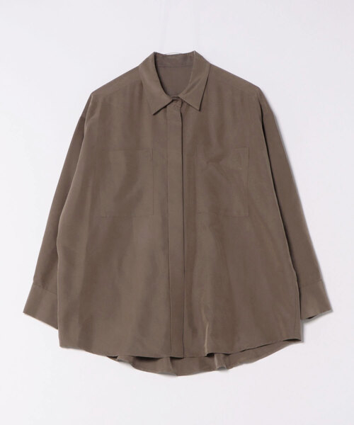 STRAWBERRY-FIELDS(ストロベリーフィールズ)の「パウダーポプリン_パウダータッチシャツ(シャツ/ブラウス・レディース・グレイッシュブルー/ベージュ/モカ・2)」の15枚目の写真