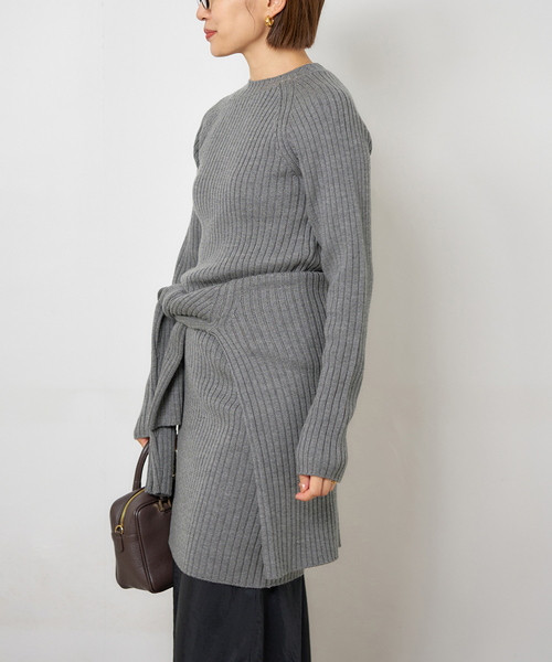 IENA（イエナ）の「ワイドリブワンピース（ワンピース・レディース・グレー/ブラック・FREE）」の3枚目の写真