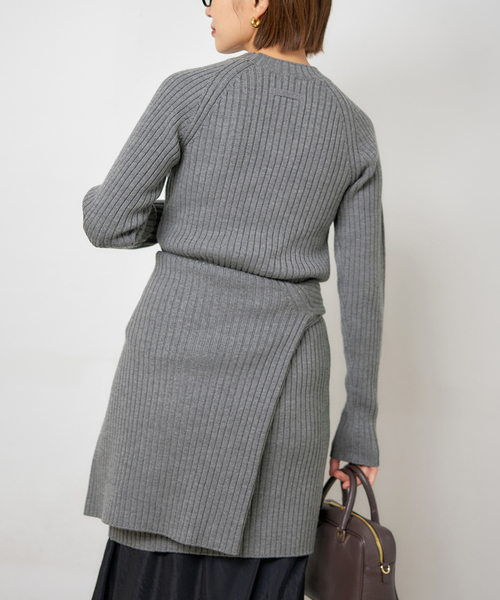 IENA（イエナ）の「ワイドリブワンピース（ワンピース・レディース・グレー/ブラック・FREE）」の4枚目の写真