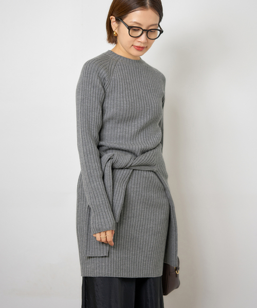 IENA（イエナ）の「ワイドリブワンピース（ワンピース・レディース・グレー/ブラック・FREE）」の5枚目の写真