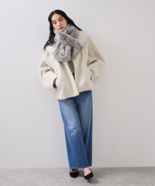 VIS（ビス）の「ボリュームフェイクファーティペット（マフラー・レディース・ライトグレー/キナリ・FREE）」の5枚目の写真