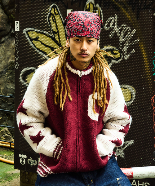 OBEY(オベイ)の「OBEY / オベイ INT. COWICHAN SWEATER(カーディガン/ボレロ・メンズ・ブラック/ボルドー・MEDIUM/LARGE)」の9枚目の写真