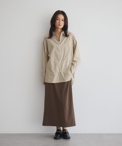 GARAGE OF GOOD CLOTHING（ガレージオブグッドクロージング）の「ストライプビッグシャツ（シャツ/ブラウス・レディース・ベージュ/サックスブルー・FREE）」の9枚目の写真