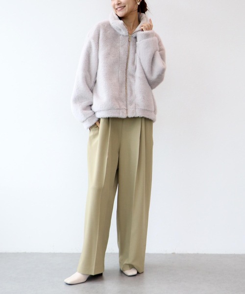 Jines(ジネス)の「フェイクムートンブルゾン(ムートンコート・レディース・ブラウン/グレー・38)」の7枚目の写真