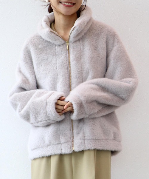 Jines(ジネス)の「フェイクムートンブルゾン(ムートンコート・レディース・ブラウン/グレー・38)」の8枚目の写真