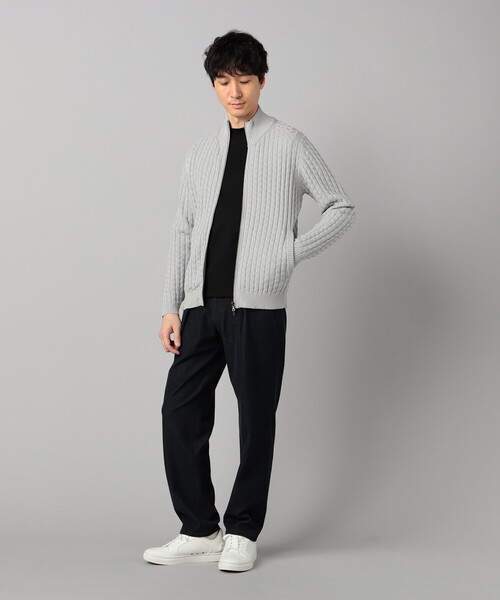 COMME CA MEN（コムサメン）の「リンクスジャカード ドライバーズニット（カーディガン/ボレロ・メンズ・ターコイズブルー/ライトグレー/ブラック・M/L）」の5枚目の写真