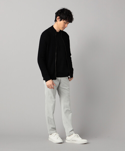 COMME CA MEN（コムサメン）の「リンクスジャカード ドライバーズニット（カーディガン/ボレロ・メンズ・ターコイズブルー/ライトグレー/ブラック・M/L）」の8枚目の写真