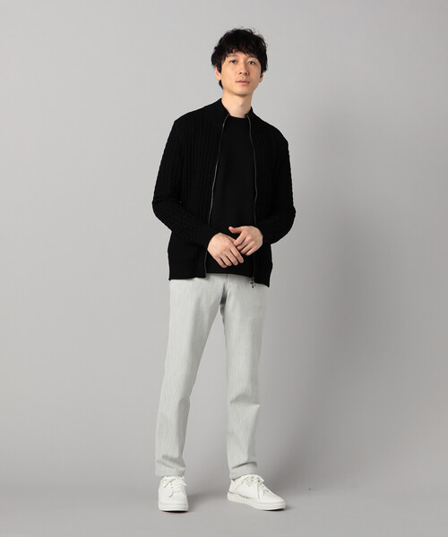 COMME CA MEN（コムサメン）の「リンクスジャカード ドライバーズニット（カーディガン/ボレロ・メンズ・ターコイズブルー/ライトグレー/ブラック・M/L）」の9枚目の写真