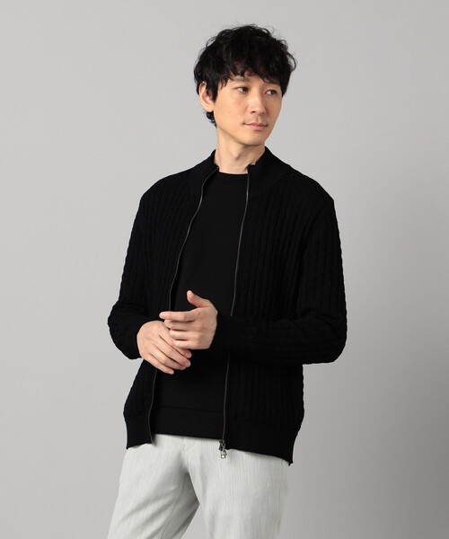 COMME CA MEN（コムサメン）の「リンクスジャカード ドライバーズニット（カーディガン/ボレロ・メンズ・ターコイズブルー/ライトグレー/ブラック・M/L）」の10枚目の写真