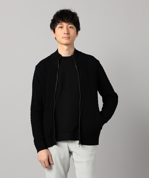 COMME CA MEN（コムサメン）の「リンクスジャカード ドライバーズニット（カーディガン/ボレロ・メンズ・ターコイズブルー/ライトグレー/ブラック・M/L）」の11枚目の写真