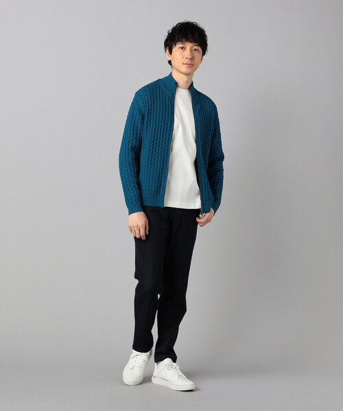 COMME CA MEN（コムサメン）の「リンクスジャカード ドライバーズニット（カーディガン/ボレロ・メンズ・ターコイズブルー/ライトグレー/ブラック・M/L）」の12枚目の写真