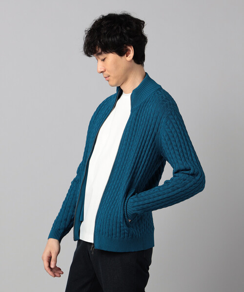 COMME CA MEN（コムサメン）の「リンクスジャカード ドライバーズニット（カーディガン/ボレロ・メンズ・ターコイズブルー/ライトグレー/ブラック・M/L）」の15枚目の写真