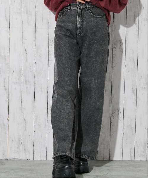 GORGE（ゴージ）の「《バックロゴ×ラインストーン》レディース デニムパンツ ワイドシルエット 春秋冬（デニムパンツ・レディース・ブルー系/ブラック・M/S）」の7枚目の写真