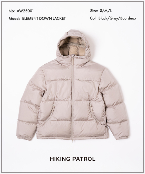 EDIFICE（エディフィス）の「HIKING PATROL (ハイキング・パトロール) ELEMENT DOWN JACKET AW25001（ダウンジャケット/コート・メンズ・ライトグレー/ブラック/ボルドー・SMALL/MEDIUM/LARGE）」の3枚目の写真