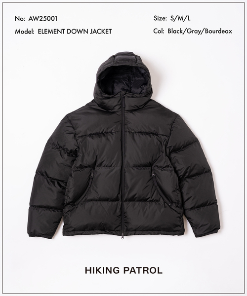 EDIFICE（エディフィス）の「HIKING PATROL (ハイキング・パトロール) ELEMENT DOWN JACKET AW25001（ダウンジャケット/コート・メンズ・ライトグレー/ブラック/ボルドー・SMALL/MEDIUM/LARGE）」の2枚目の写真