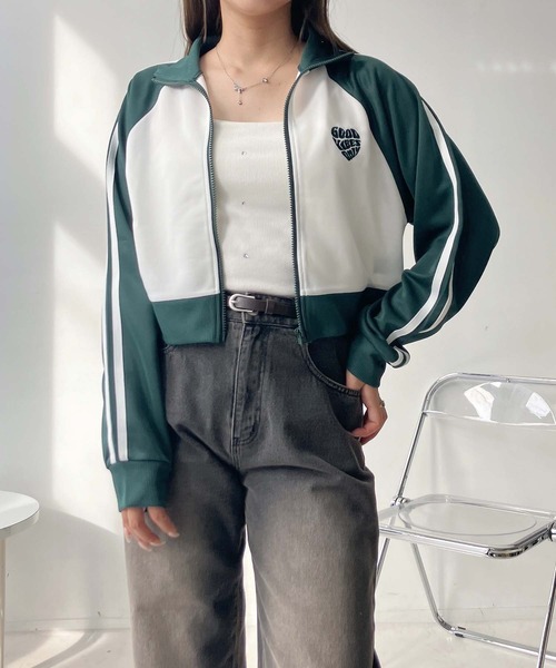 AS KNOW AS plus(アズノゥアズプラス)の「♪アソートデザイントラックジャケット(ジャージ・レディース・サックスブルー/ブラック/ネイビー系/グリーン系・FREE)」の6枚目の写真