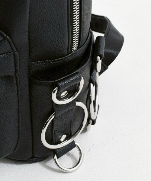 REFLEM/レフレム』リング付きPUレザーバックパック(Sサイズ)（バック