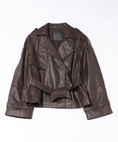 ALLSAINTS(オールセインツ)の「REED CROPPED LEATHER TRENCH | REED クロップド レザー トレンチ(トレンチコート・レディース・ブラウン系その他・XS/S/M/L)」の4枚目の写真