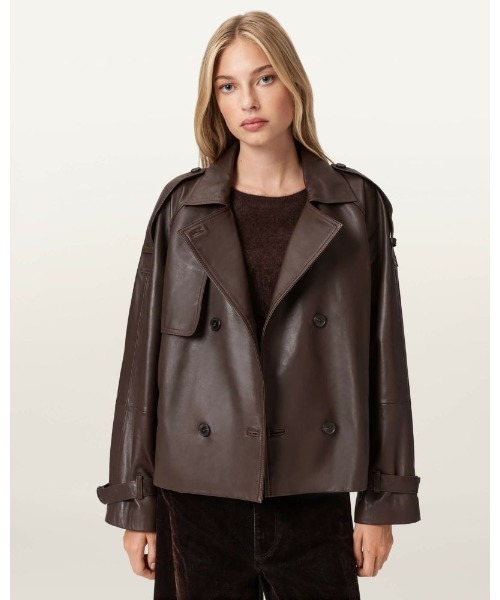 ALLSAINTS(オールセインツ)の「REED CROPPED LEATHER TRENCH | REED クロップド レザー トレンチ(トレンチコート・レディース・ブラウン系その他・XS/S/M/L)」の8枚目の写真