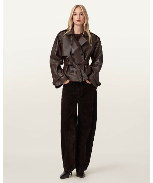 ALLSAINTS(オールセインツ)の「REED CROPPED LEATHER TRENCH | REED クロップド レザー トレンチ(トレンチコート・レディース・ブラウン系その他・XS/S/M/L)」の6枚目の写真