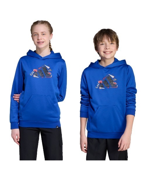 adidas(アディダス)の「アディダス adidas クライマクール カモ トレーニング グラフィック パーカー キッズ(パーカー・キッズ・ブルー/ブラック・130cm/140cm/150cm/160cm)」の6枚目の写真