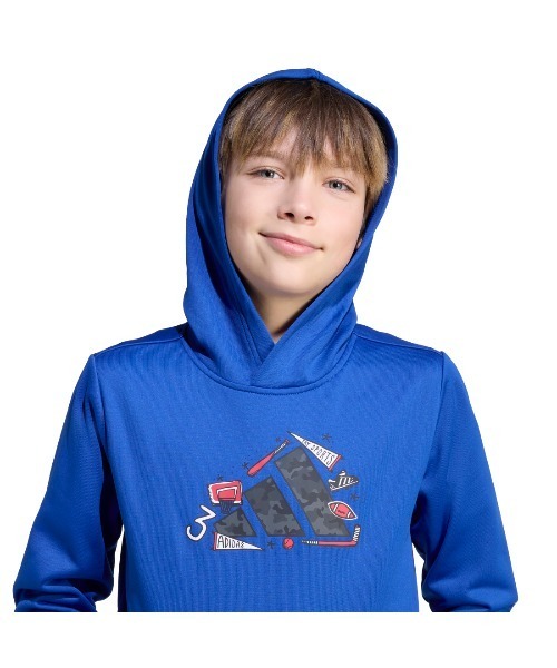 adidas(アディダス)の「アディダス adidas クライマクール カモ トレーニング グラフィック パーカー キッズ(パーカー・キッズ・ブルー/ブラック・130cm/140cm/150cm/160cm)」の3枚目の写真