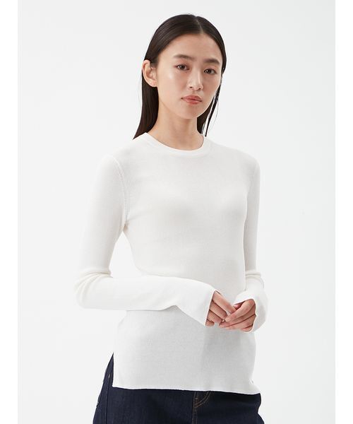 Mila Owen（ミラオーウェン）の「シアーラメクルーネックリブニット（ニット/セーター・レディース・ホワイト/ピンク/ミント/ベージュ/その他・0/1）」の9枚目の写真