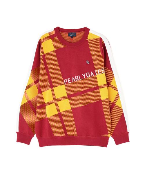 PEARLY GATES（パーリーゲイツ）の「【PEARLY GATES】14Gクルーネックニットプルオーバー ＜ジャガードチェック柄＞（ニット/セーター・メンズ・イエロー系その他・LARGE）」の5枚目の写真