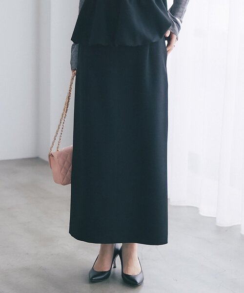 La boutique BonBon（ラブティックボンボン）の「【今すぐお届け！】ダブルクロスナローマキシスカート（スカート・レディース・ライトグレー/ブラック/ネイビー/オフホワイト・38/36/34）」の3枚目の写真