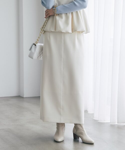 La boutique BonBon（ラブティックボンボン）の「【今すぐお届け！】ダブルクロスナローマキシスカート（スカート・レディース・ライトグレー/ブラック/ネイビー/オフホワイト・38/36/34）」の5枚目の写真