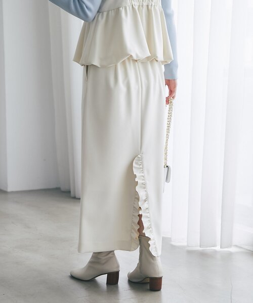 La boutique BonBon（ラブティックボンボン）の「【今すぐお届け！】ダブルクロスナローマキシスカート（スカート・レディース・ライトグレー/ブラック/ネイビー/オフホワイト・38/36/34）」の7枚目の写真