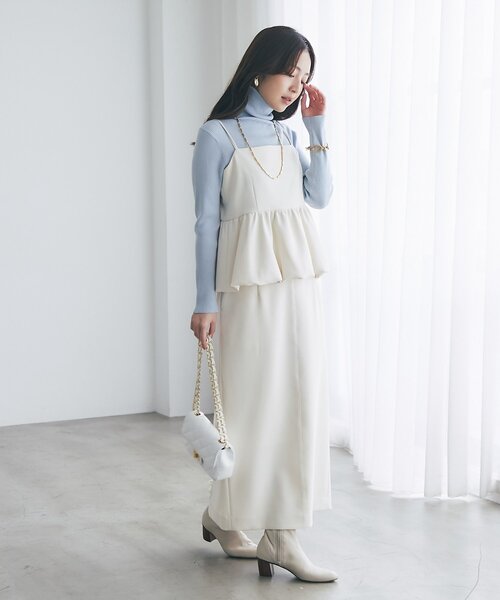 La boutique BonBon（ラブティックボンボン）の「【今すぐお届け！】ダブルクロスナローマキシスカート（スカート・レディース・ライトグレー/ブラック/ネイビー/オフホワイト・38/36/34）」の9枚目の写真