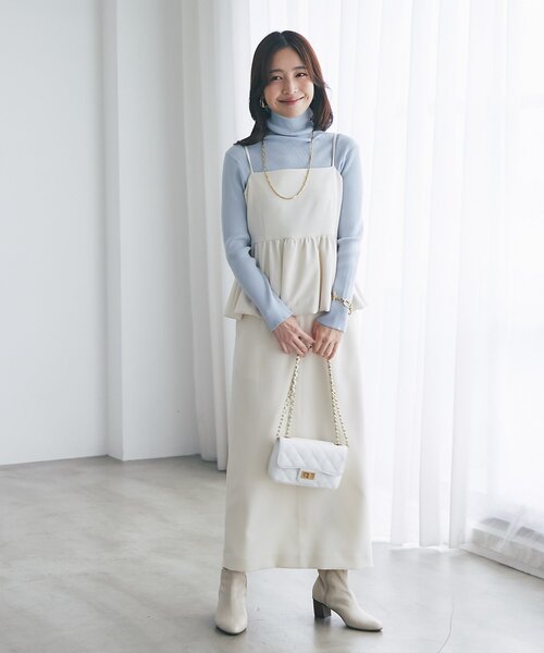 La boutique BonBon（ラブティックボンボン）の「【今すぐお届け！】ダブルクロスナローマキシスカート（スカート・レディース・ライトグレー/ブラック/ネイビー/オフホワイト・38/36/34）」の10枚目の写真