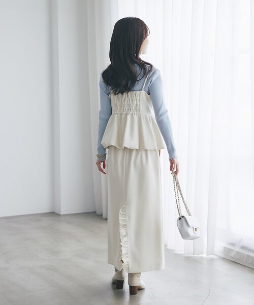 La boutique BonBon（ラブティックボンボン）の「【今すぐお届け！】ダブルクロスナローマキシスカート（スカート・レディース・ライトグレー/ブラック/ネイビー/オフホワイト・38/36/34）」の12枚目の写真