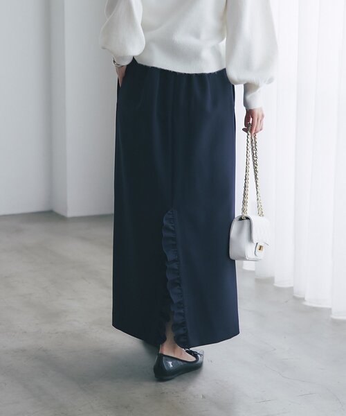 La boutique BonBon（ラブティックボンボン）の「【今すぐお届け！】ダブルクロスナローマキシスカート（スカート・レディース・ライトグレー/ブラック/ネイビー/オフホワイト・38/36/34）」の20枚目の写真