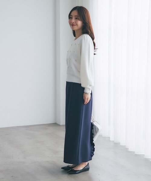 La boutique BonBon（ラブティックボンボン）の「【今すぐお届け！】ダブルクロスナローマキシスカート（スカート・レディース・ライトグレー/ブラック/ネイビー/オフホワイト・38/36/34）」の17枚目の写真