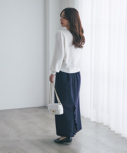 La boutique BonBon（ラブティックボンボン）の「【今すぐお届け！】ダブルクロスナローマキシスカート（スカート・レディース・ライトグレー/ブラック/ネイビー/オフホワイト・38/36/34）」の16枚目の写真