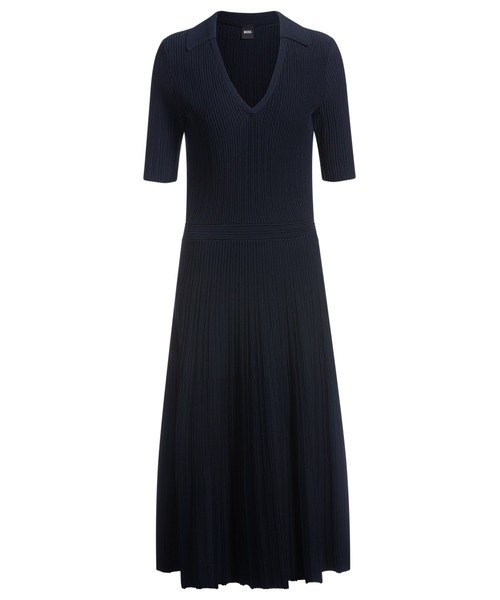 BOSS(ボス)の「Vネックドレス リブストラクチャー(ワンピース・レディース・ライトグリーン/ダークブルー・L/M/S/XS)」の8枚目の写真