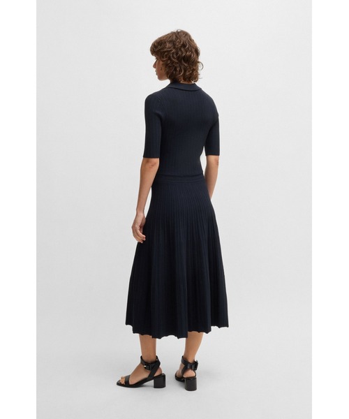 BOSS(ボス)の「Vネックドレス リブストラクチャー(ワンピース・レディース・ライトグリーン/ダークブルー・L/M/S/XS)」の5枚目の写真