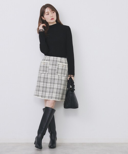 チェックツィードスカート/セットアップ対応【洗える】（スカート