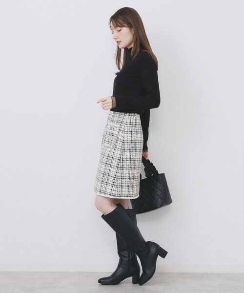 チェックツィードスカート/セットアップ対応【洗える】（スカート