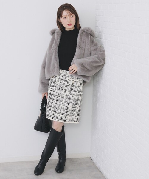 us♡♡即購入 チェックツィードスカート/セットアップ対応【洗える】（スカート