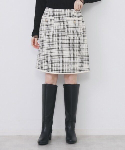 チェックツィードスカート/セットアップ対応【洗える】（スカート